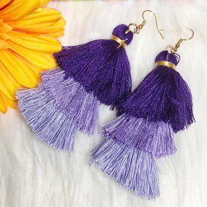 NEW! Boho Earrings Tassel Fringe Dangles Purple